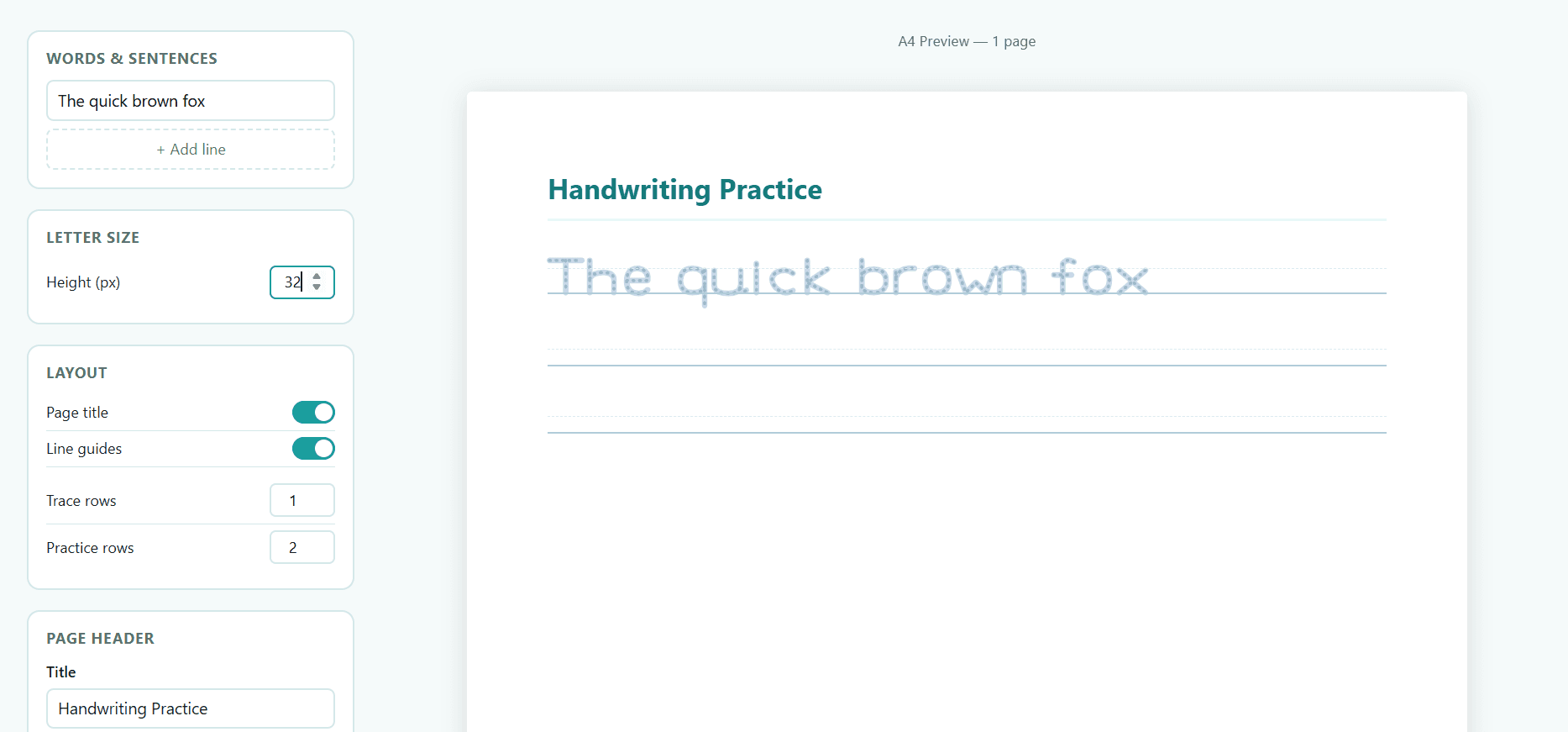 Handwriting Practice preview