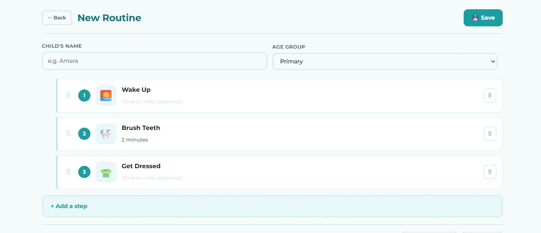Routine Builder preview